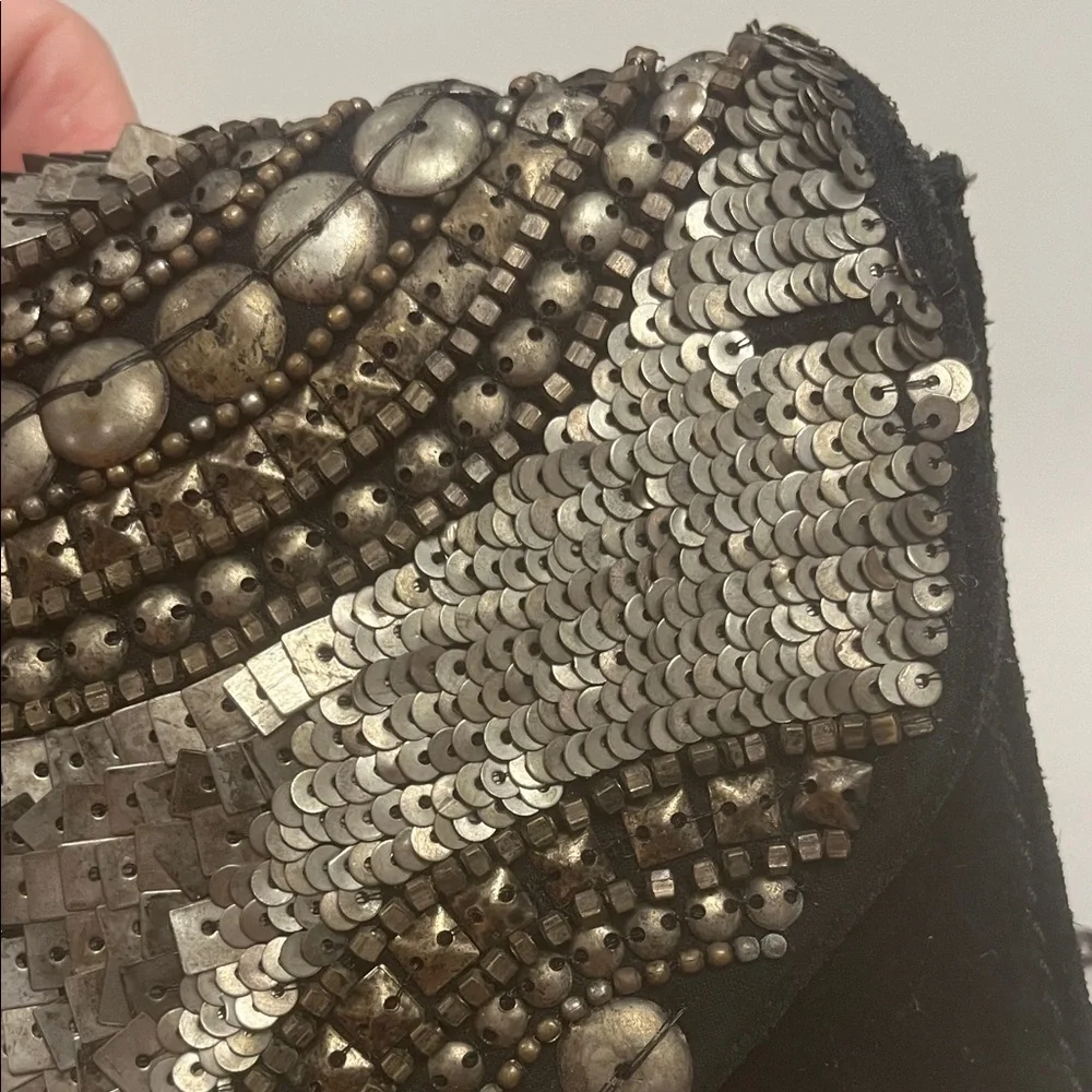 Ecote Black and Silver Sequin Clutch Crossbody Evening Bag